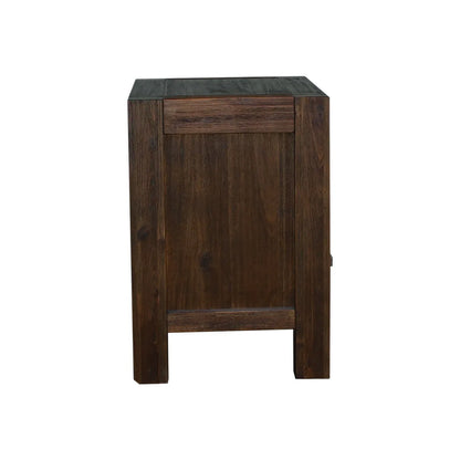 Bedside Table 2 drawers Night Stand Solid Wood Acacia Storage in Chocolate Colour - Mekamart Australia