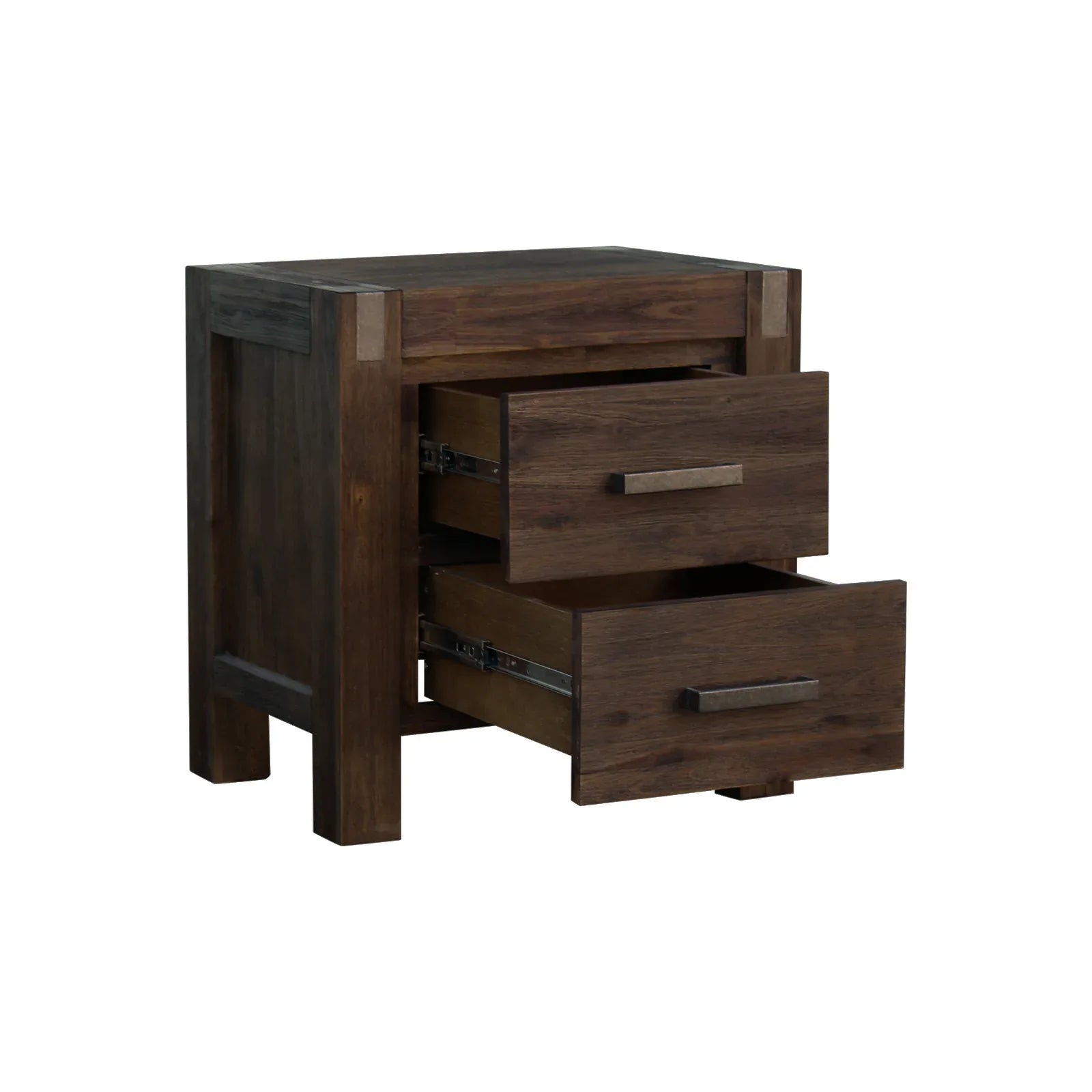 Bedside Table 2 drawers Night Stand Solid Wood Acacia Storage in Chocolate Colour - Mekamart Australia