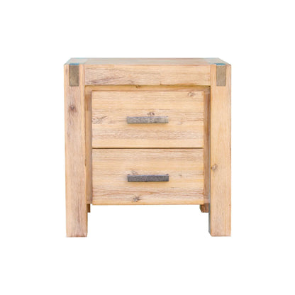 Bedside Table 2 drawers Night Stand Solid Wood Acacia Oak Colour - Mekamart Australia
