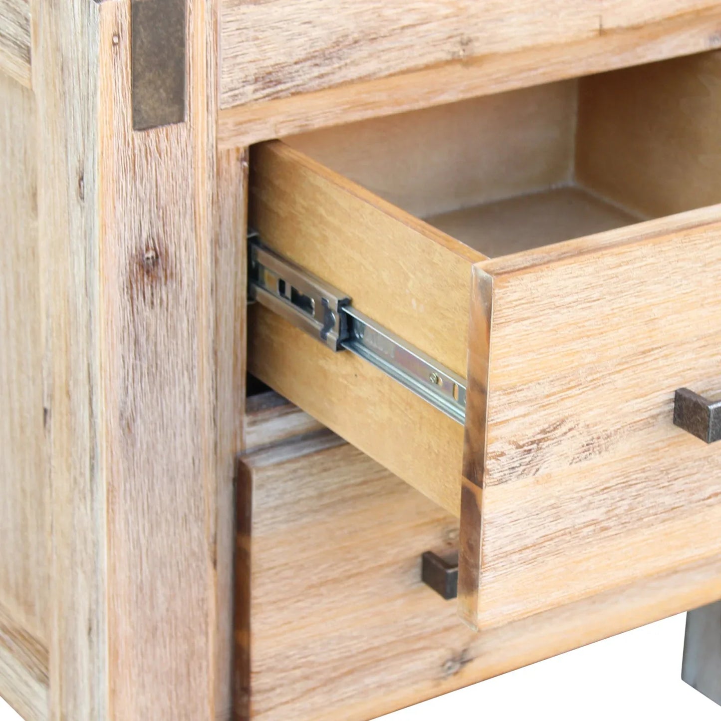 Bedside Table 2 drawers Night Stand Solid Wood Acacia Oak Colour - Mekamart Australia