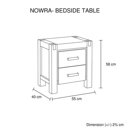 Bedside Table 2 drawers Night Stand Solid Wood Acacia Oak Colour - Mekamart Australia