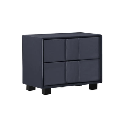 Prado Bedside Table MDF Construction Fabric Upholstery Iron Feet - Mekamart Australia