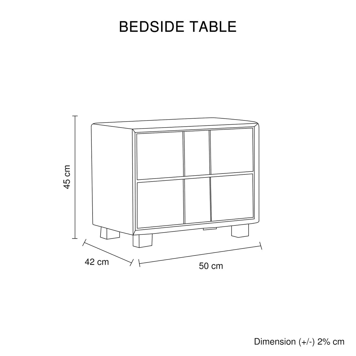 Prado Bedside Table MDF Construction Fabric Upholstery Iron Feet - Mekamart Australia