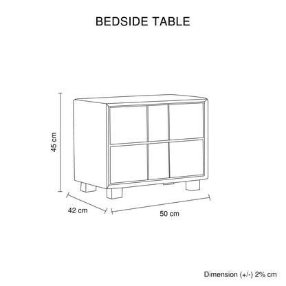 Prado Bedside Table MDF Construction Fabric Upholstery Iron Feet - Mekamart Australia