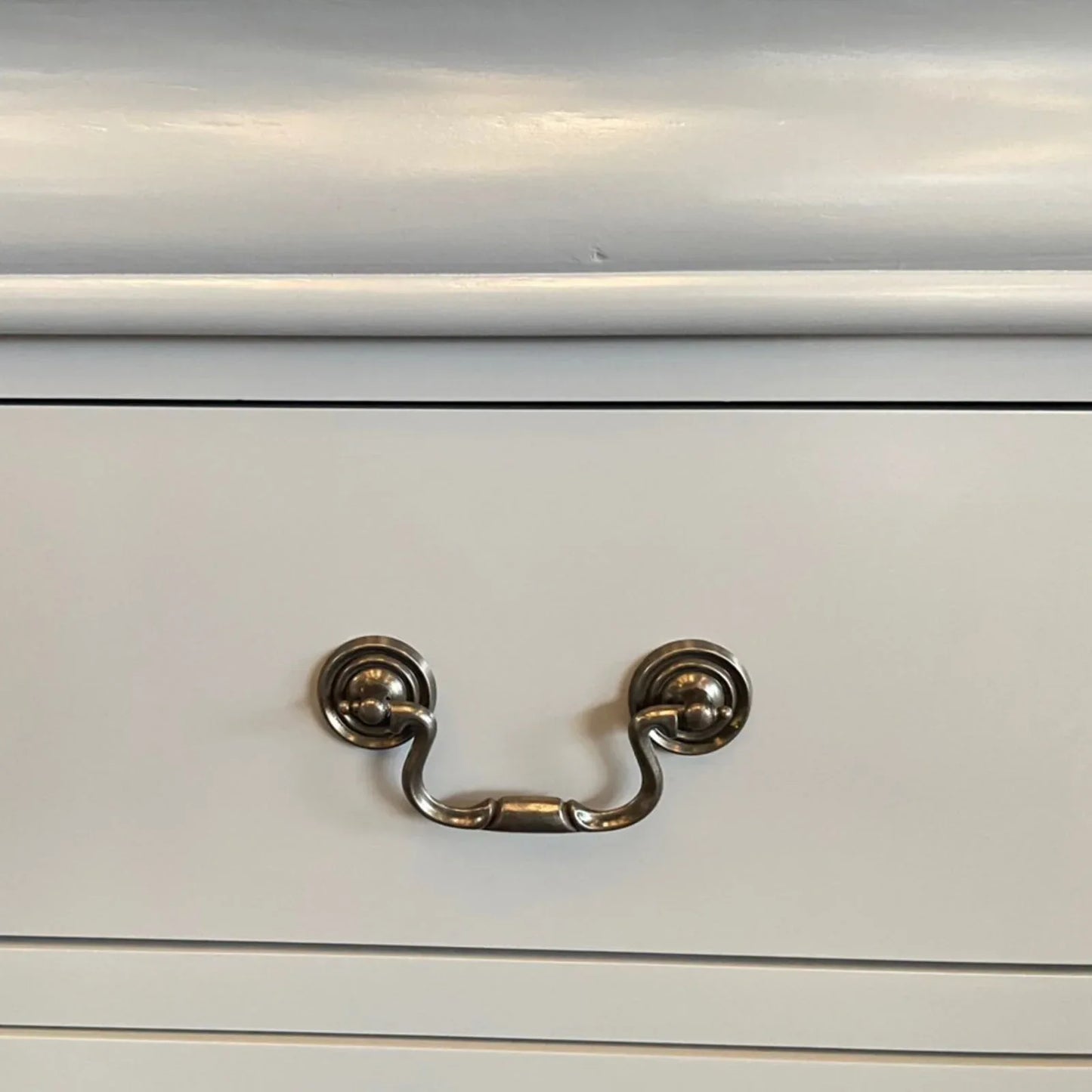 Bedside Table Grey Colour With 2 Drawers Night Stand Solid Wood Metal Handles - Mekamart Australia