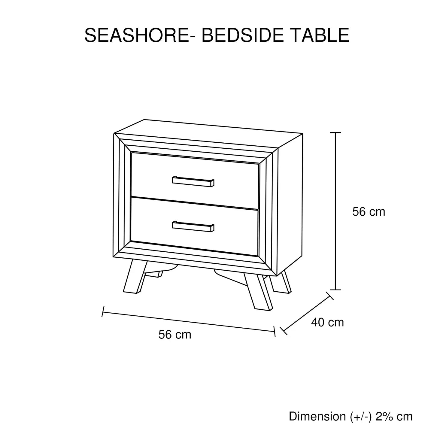 Bedside Table Grey Colour With 2 Drawers Night Stand Solid Wood Metal Handles - Mekamart Australia