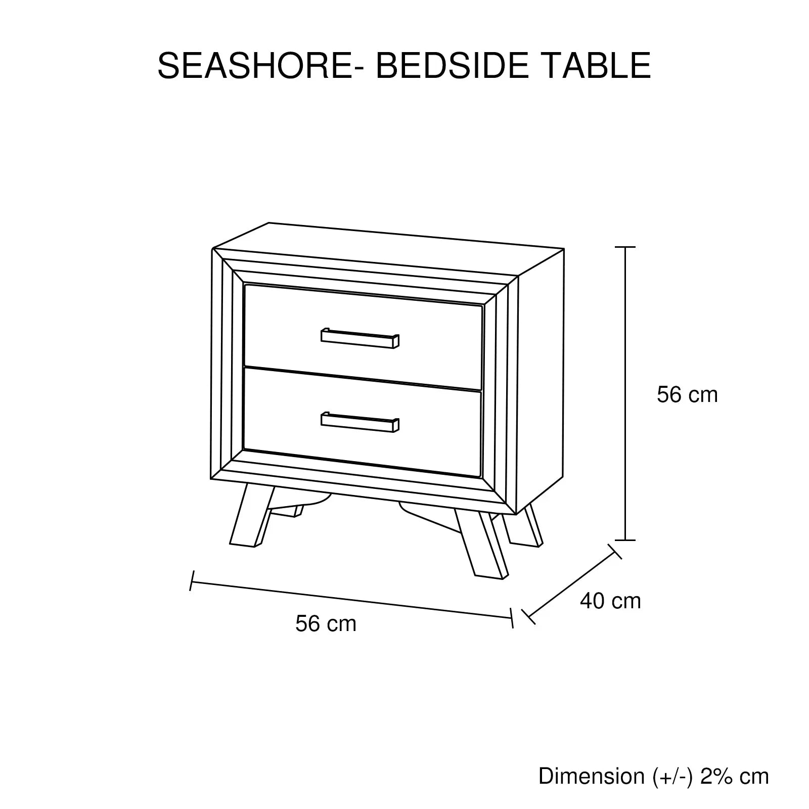 Bedside Table Grey Colour With 2 Drawers Night Stand Solid Wood Metal Handles - Mekamart Australia