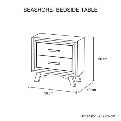 Bedside Table 2 drawer Night Stand with Solid Acacia Storage in Sliver Brush Colour - Mekamart Australia