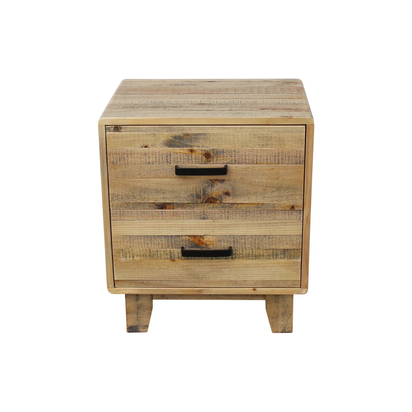 Bedside Table 2 drawers Night Stand Solid Wood Storage Light Brown Colour - Mekamart Australia