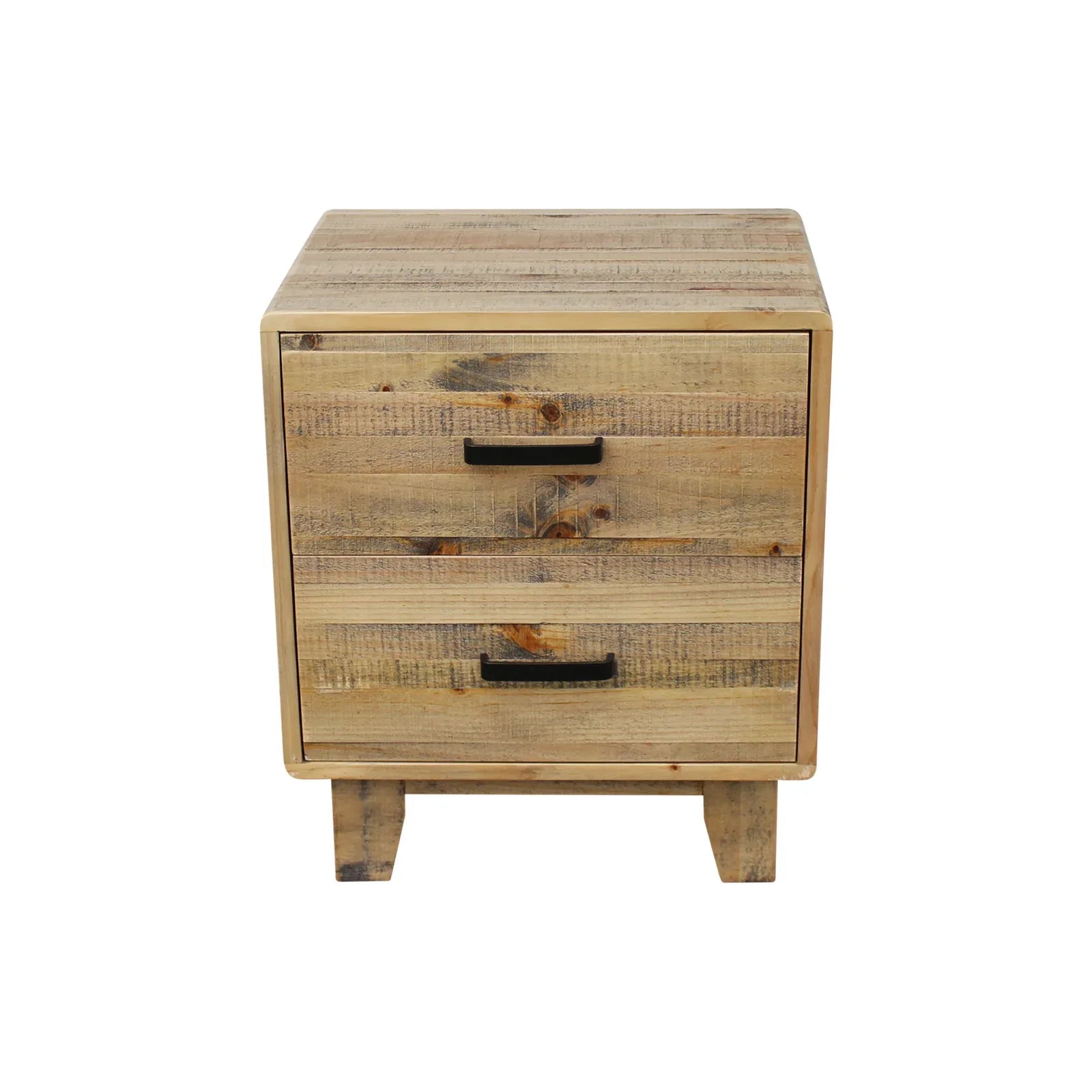 Bedside Table 2 drawers Night Stand Solid Wood Storage Light Brown Colour - Mekamart Australia