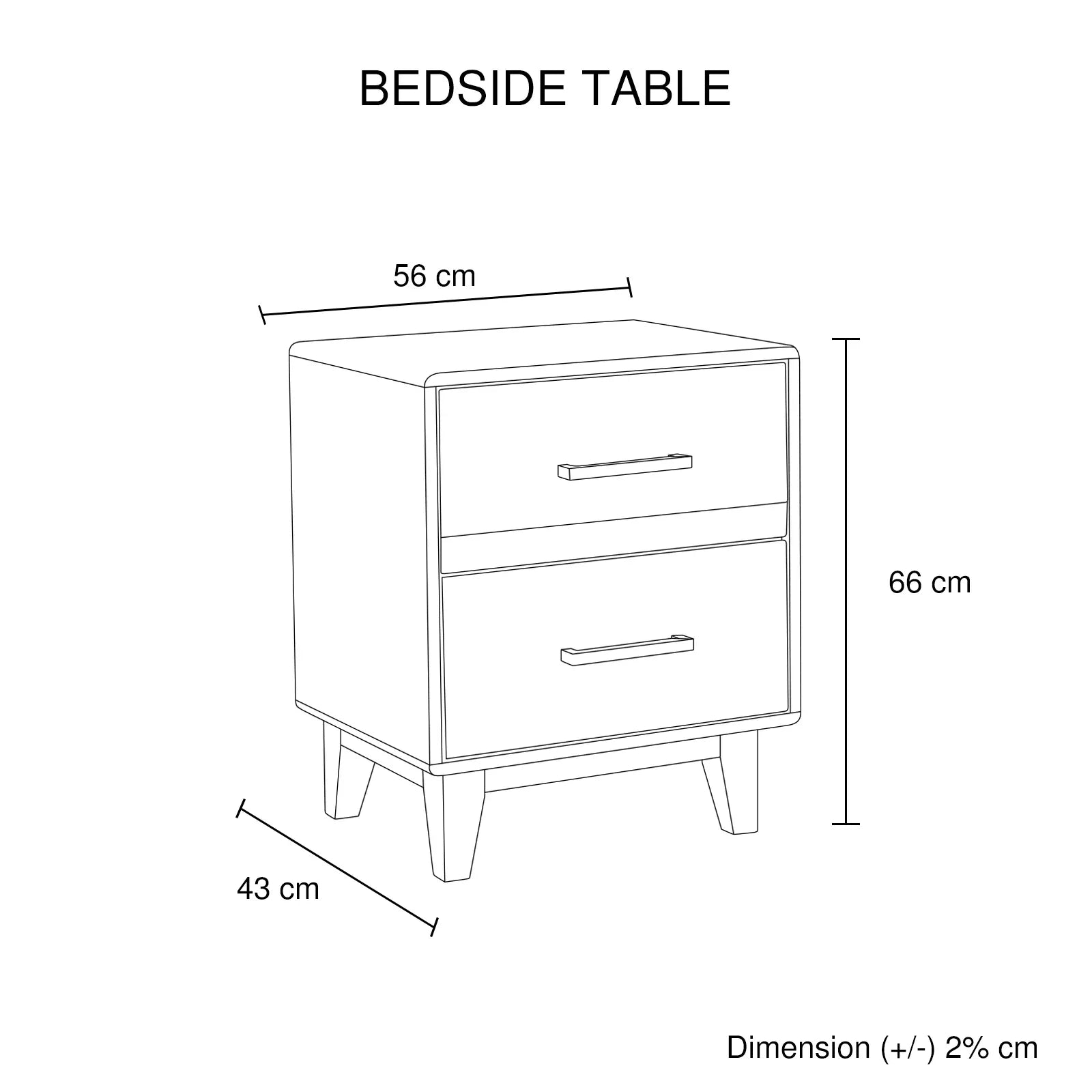 Bedside Table 2 drawers Night Stand Solid Wood Storage Light Brown Colour - Mekamart Australia
