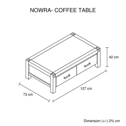 Coffee Table Solid Acacia Wood & Veneer 1 Drawers Storage Oak Colour - Mekamart Australia