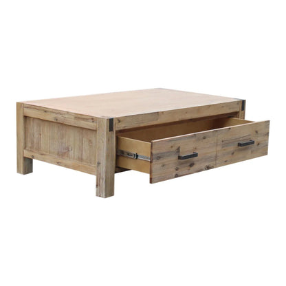 Coffee Table Solid Acacia Wood & Veneer 1 Drawers Storage Oak Colour - Mekamart Australia