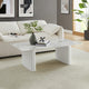 Coffee Table Sintered Stone Top MDF Table Base Glossy White - Mekamart Australia