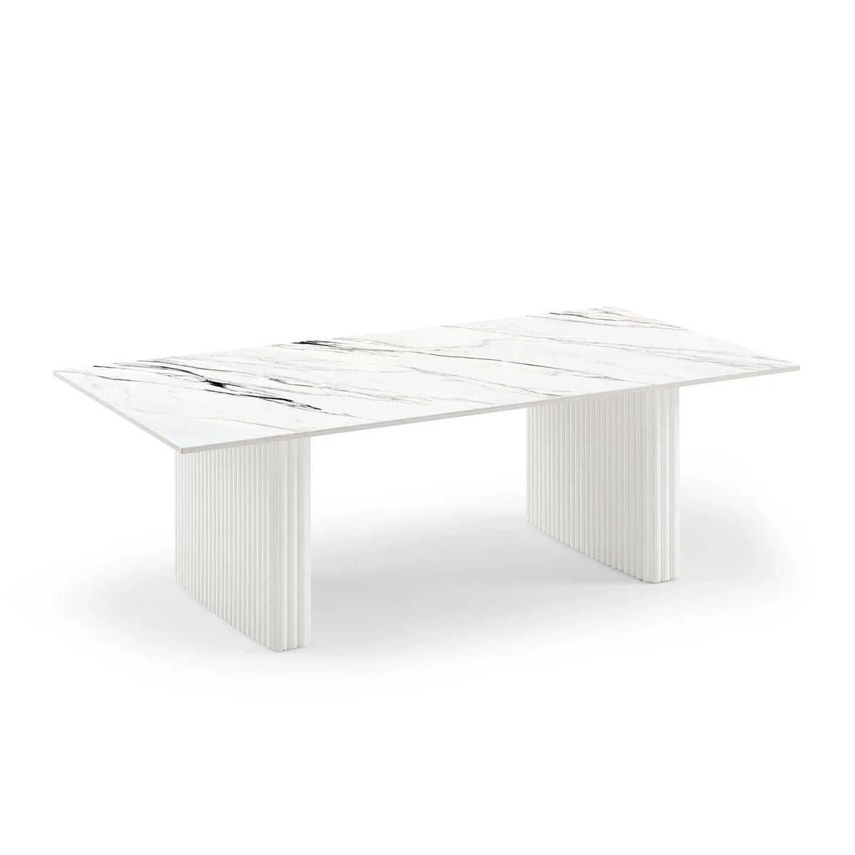 Coffee Table Sintered Stone Top MDF Table Base Glossy White - Mekamart Australia