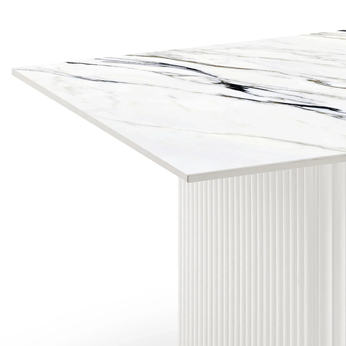 Coffee Table Sintered Stone Top MDF Table Base Glossy White - Mekamart Australia