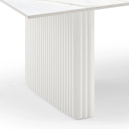 Coffee Table Sintered Stone Top MDF Table Base Glossy White - Mekamart Australia