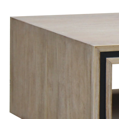Coffee Table Solid Wood Acacia & Veneer Frame 2 Drawers Storage Sliver Brush Colour - Mekamart Australia