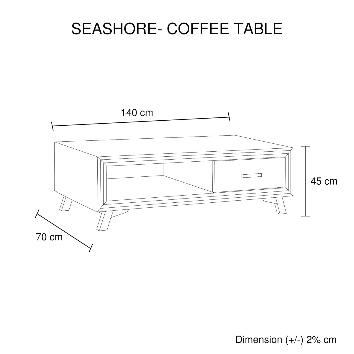 Coffee Table Solid Wood Acacia & Veneer Frame 2 Drawers Storage Sliver Brush Colour - Mekamart Australia