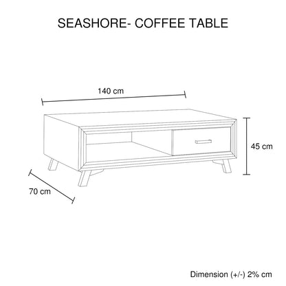 Coffee Table Solid Wood Acacia & Veneer Frame 2 Drawers Storage Sliver Brush Colour - Mekamart Australia