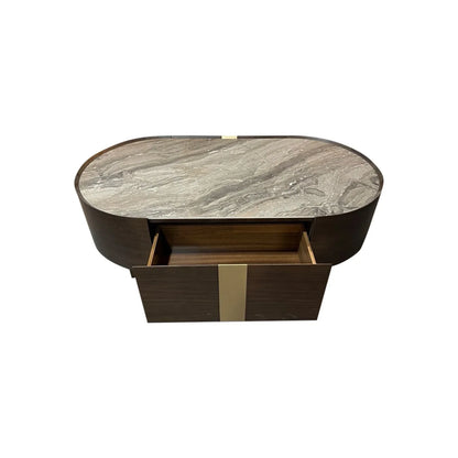 Coffee Table MDF Board Melamine Interior Ample Storage in Dark Walnut colour - Mekamart Australia