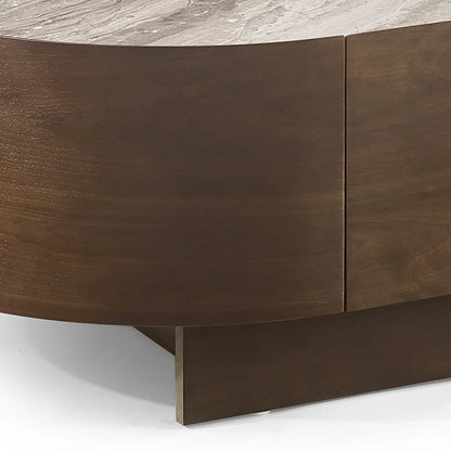 Coffee Table MDF Board Melamine Interior Ample Storage in Dark Walnut colour - Mekamart Australia