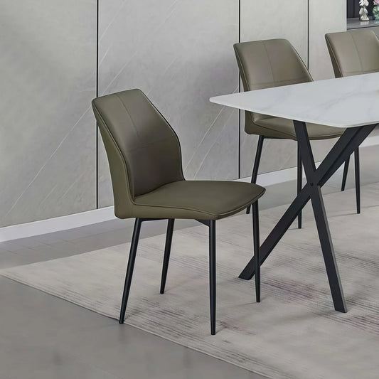6x Dining Chair Brown Faux Leather Upholstered Seat Powder Coated Iron Legs - Mekamart Australia