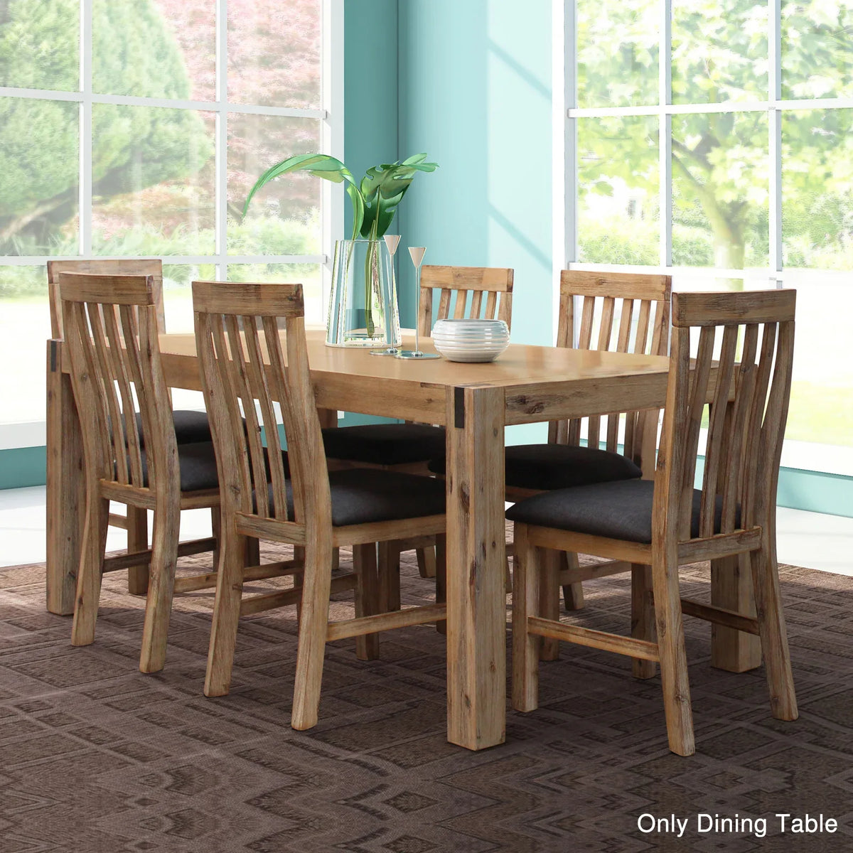 Dining Table 180cm Medium Size with Solid Acacia Wooden Base in Oak Colour - Mekamart Australia