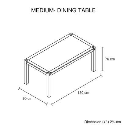 Dining Table 180cm Medium Size with Solid Acacia Wooden Base in Oak Colour - Mekamart Australia