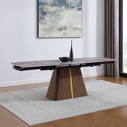 Dining Table MDF Ceramic Glass Table Top Extendable Decorative Stripe - Mekamart Australia