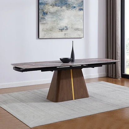 Dining Table MDF Ceramic Glass Table Top Extendable Decorative Stripe - Mekamart Australia