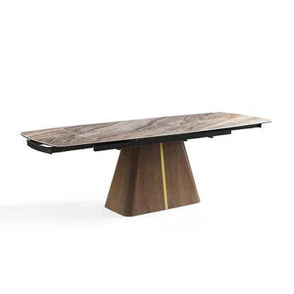 Dining Table MDF Ceramic Glass Table Top Extendable Decorative Stripe - Mekamart Australia
