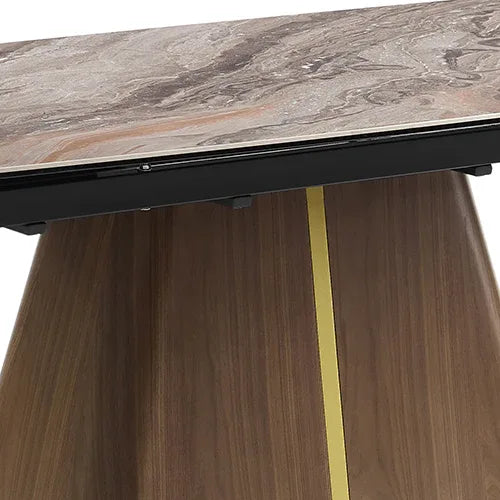 Dining Table MDF Ceramic Glass Table Top Extendable Decorative Stripe - Mekamart Australia