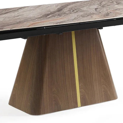 Dining Table MDF Ceramic Glass Table Top Extendable Decorative Stripe - Mekamart Australia