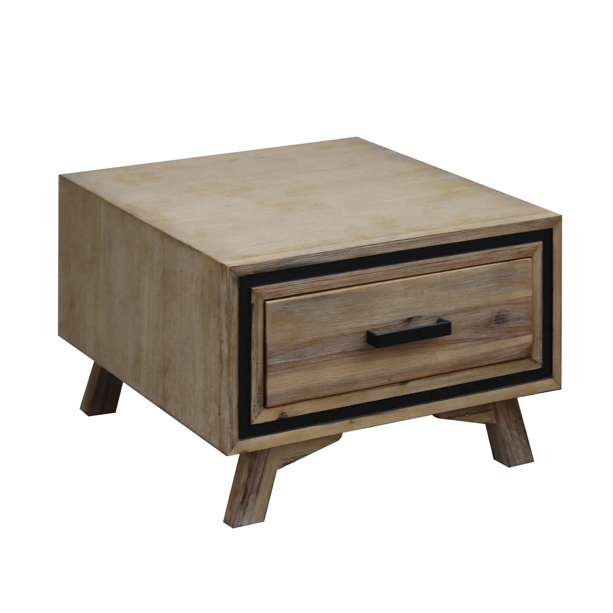 Lamp Table with 1 Storage Drawer Solid Wooden Frame in Silver Brush Colour - Mekamart Australia