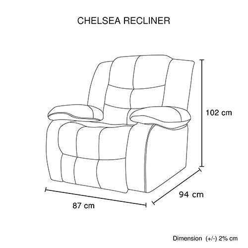 Chelsea 1R Seater Finest Leatherette Recliner Feature Console LED Light Ultra Cushioned - Mekamart Australia