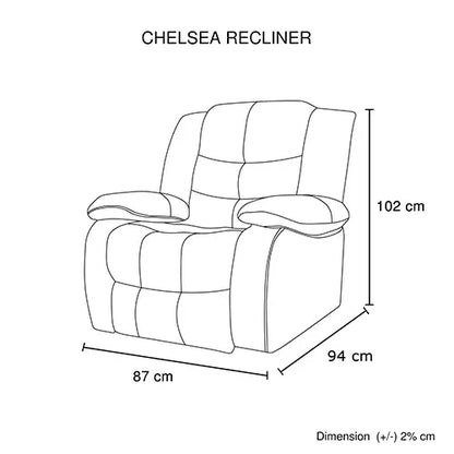 Chelsea 1R Seater Finest Leatherette Recliner Feature Console LED Light Ultra Cushioned - Mekamart Australia