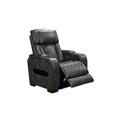 1 Seater Electric Air Leather Dark Grey Recliner - Mekamart Australia