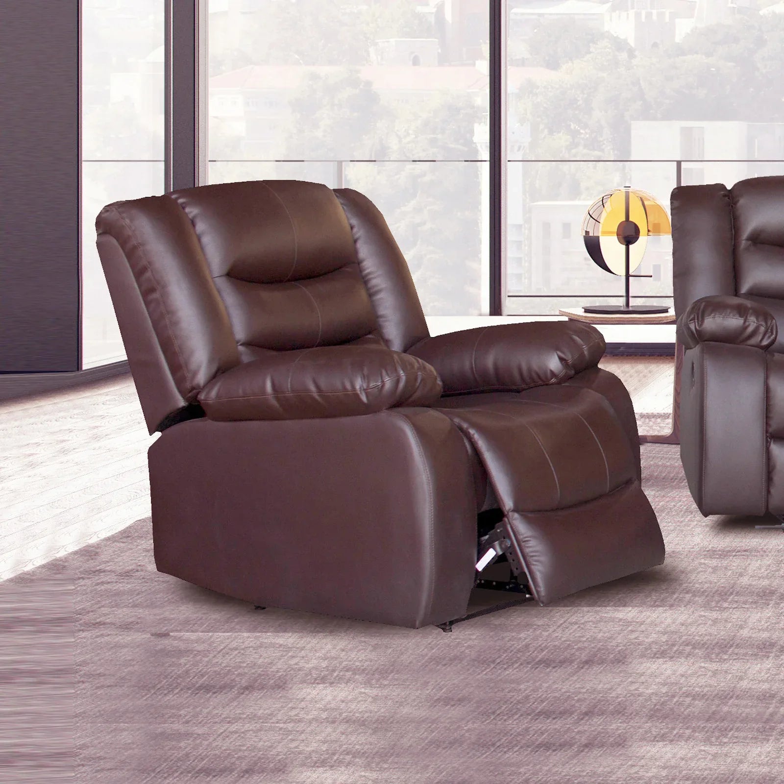 Single Seater Recliner Sofa Chair In Faux Leather Lounge Couch Armchair in Brown - Mekamart Australia