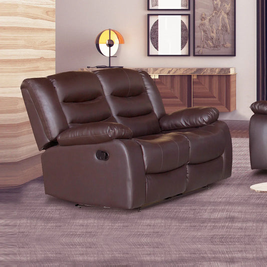 2 Seater Recliner Sofa In Faux Leather Lounge Couch in Brown - Mekamart Australia