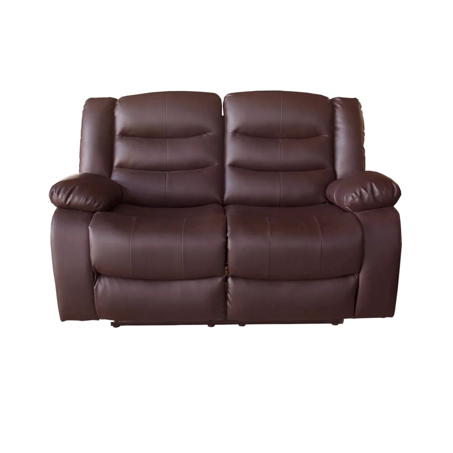 2 Seater Recliner Sofa In Faux Leather Lounge Couch in Brown - Mekamart Australia