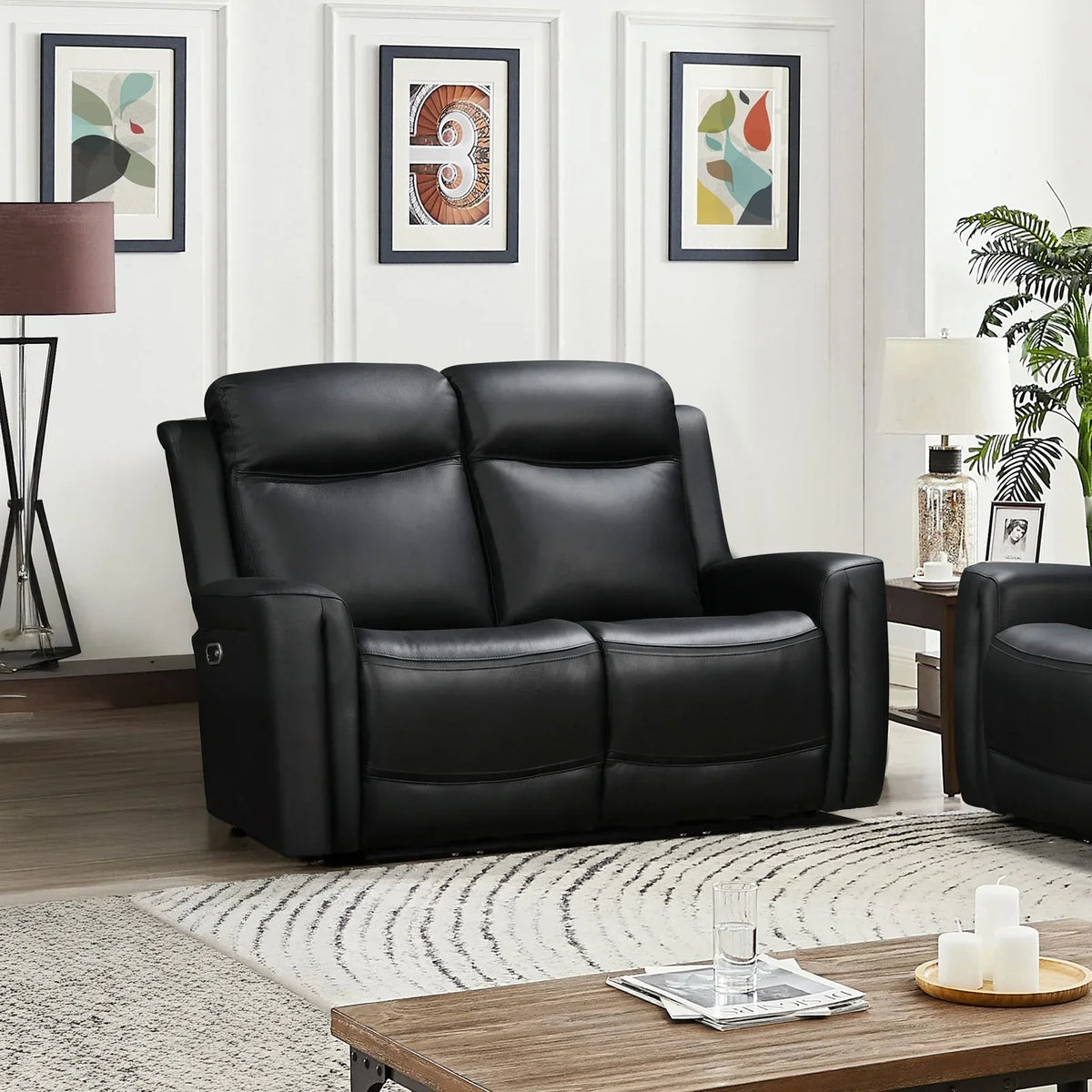 2 Seater Electric Leather/PVC Black Recliner - Mekamart Australia