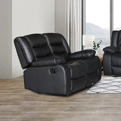 2 Seater Recliner Sofa In Faux Leather Lounge Couch in Black - Mekamart Australia