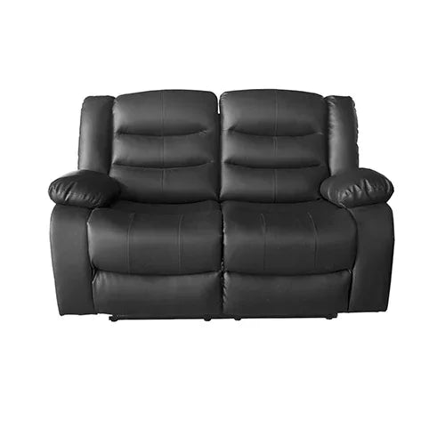 2 Seater Recliner Sofa In Faux Leather Lounge Couch in Black - Mekamart Australia