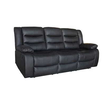 3 Seater Recliner Sofa In Faux Leather Lounge Couch in Black - Mekamart Australia