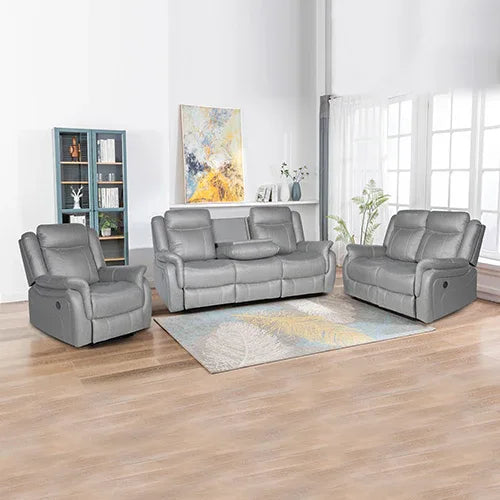 3-2-1 Seater Finest Grey Fabric Recliner Sofa Sturdy Construction Metal Mechanism - Mekamart Australia