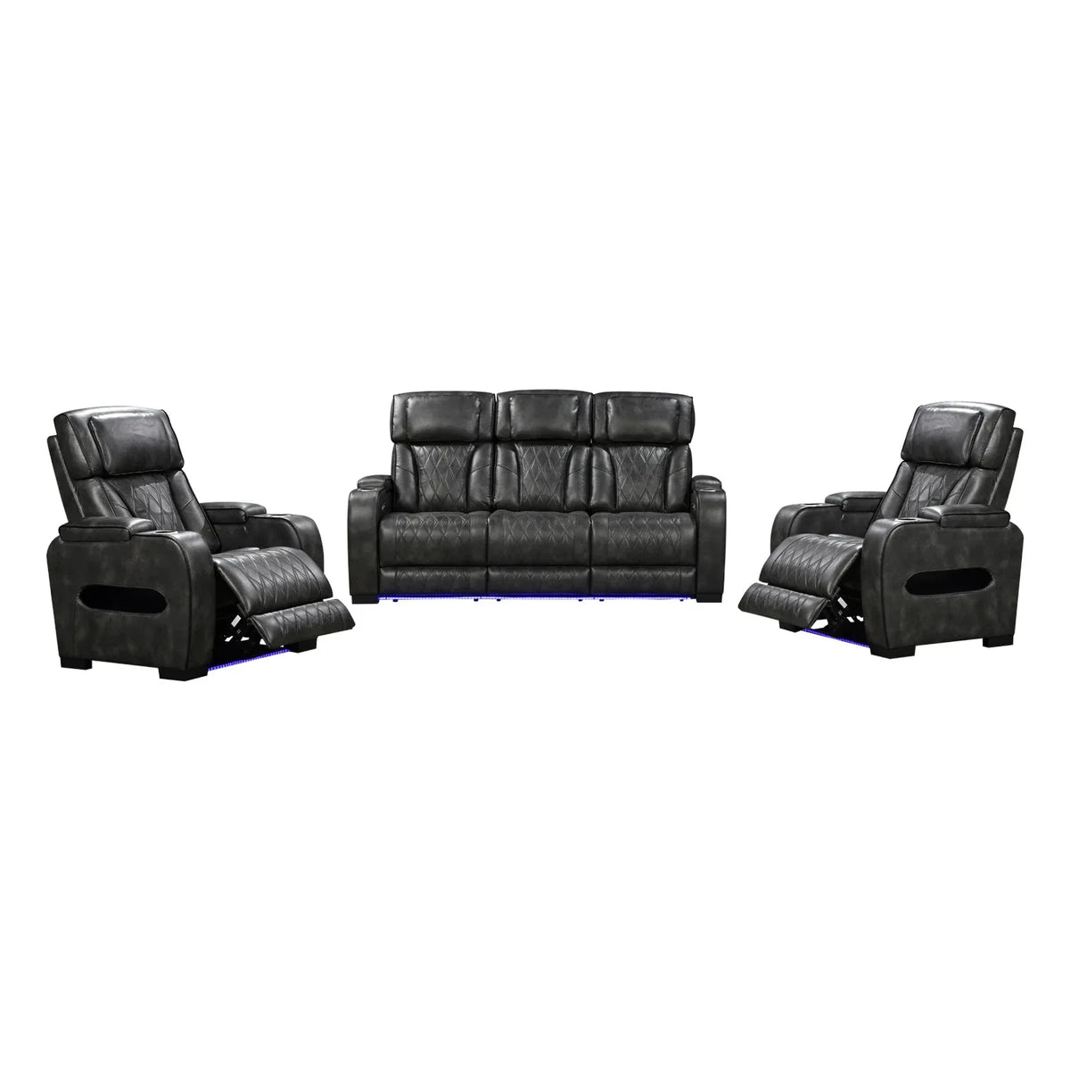3-1-1 Seater Electric Air Leather Dark Grey Recliner Set - Mekamart Australia