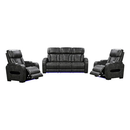 3-1-1 Seater Electric Air Leather Dark Grey Recliner Set - Mekamart Australia