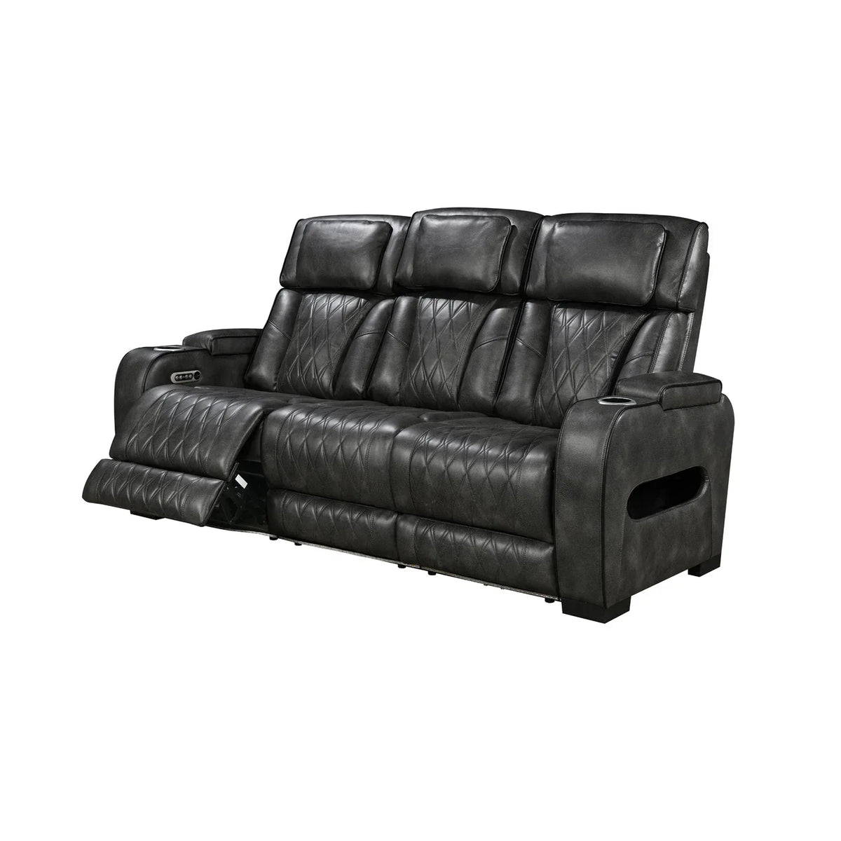 3-1-1 Seater Electric Air Leather Dark Grey Recliner Set - Mekamart Australia