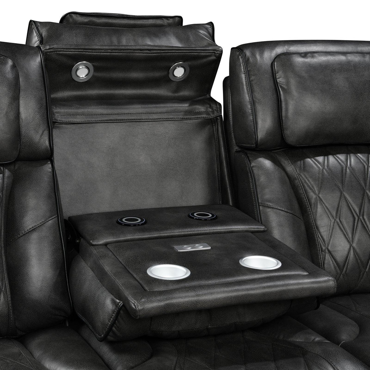 3-1-1 Seater Electric Air Leather Dark Grey Recliner Set - Mekamart Australia